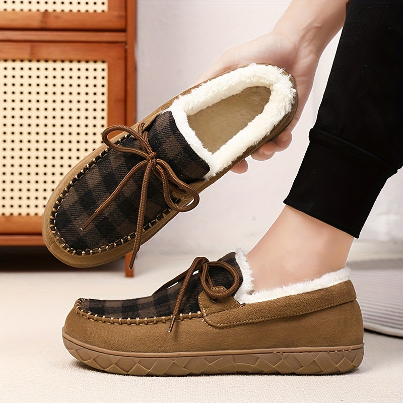 Men's Cozy Memory Foam Slippers - Non-Slip, Warm Plush Lining for Indoor/Outdoor Use, Perfect for Fall & Winter