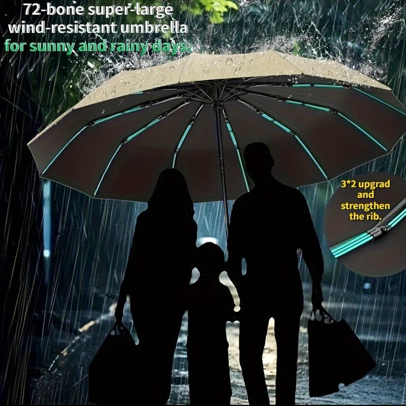Reinforced Extra Large Automatic Folding Umbrella With Sun Protection, Student's Commuter Umbrella, Portable Windproof Durable Rain Gear For Going Out In Shine Or Rain, Ideal Gifts