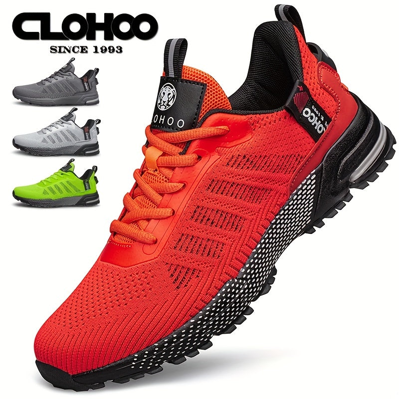 CLOHOO Men's Trendy Knitted Breathable Lightweight Comfy Sneakers For Running Jogging, Wear-resistant Non-Slip Casual Walking Shoes