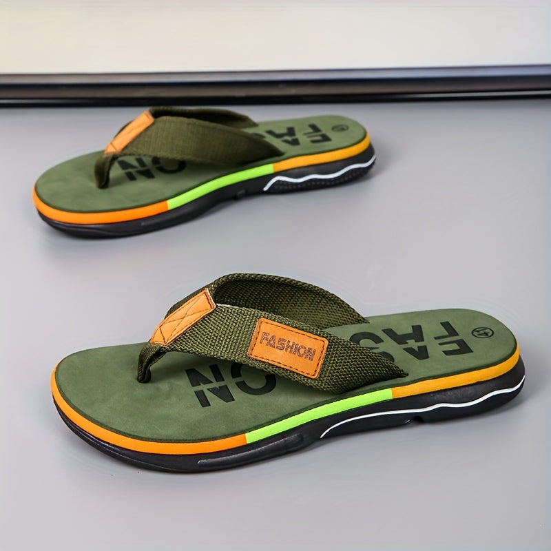 Men's Fashion Flip-Flops - Comfortable, Non-Slip & Durable Canvas Slides for All Seasons