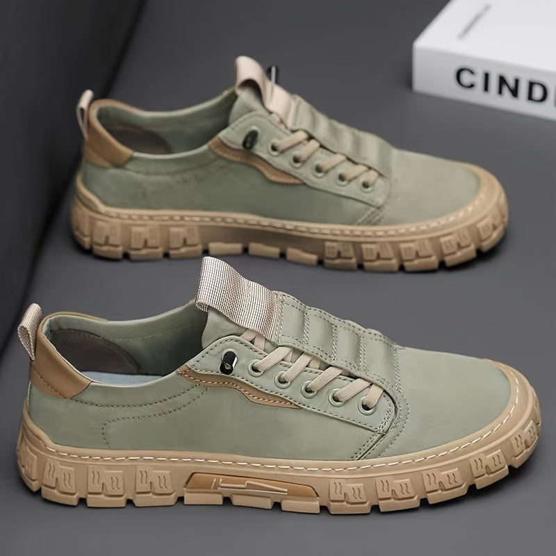 Men's Solid Color Casual Sneakers, Canvas Upper Skateboard Shoes, Breathable Non-slip With Durable Sole, For Outdoor Walking Jogging Traveling