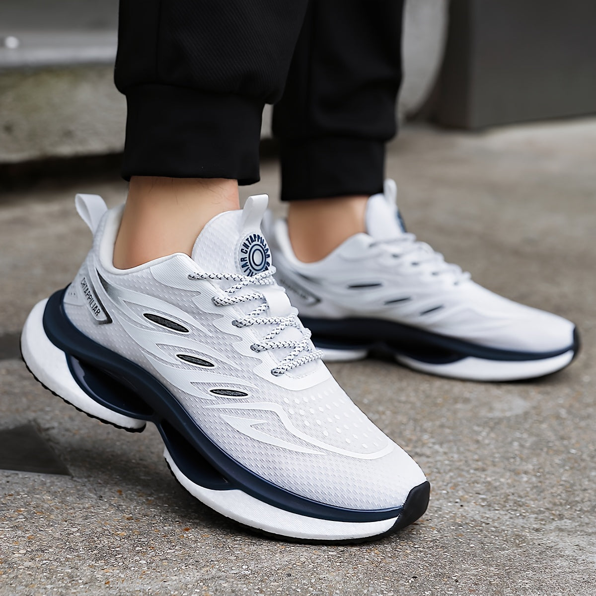 Men's Knit Breathable Running Shoes, Lace Up Comfy Soft Sole Sneakers For Outdoor Jogging