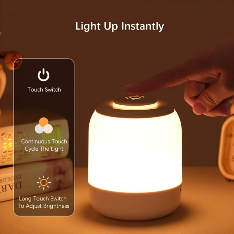 Shenzhi Tech LED Touch Desk Lamp, USB Rechargeable, Dimmable with Adjustable Color Temperature, Non-Waterproof, 2400mAh Battery, Cord-Included, Tabletop Night Light for Household Use, Bedroom, Living Room Decor, Party Atmosph