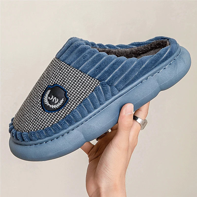 Men's Plus Size Slippers Winter Cotton Slippers Indoor Slippers Man Warm Slippers Plush Slippers Non-slip Thickened Slipper