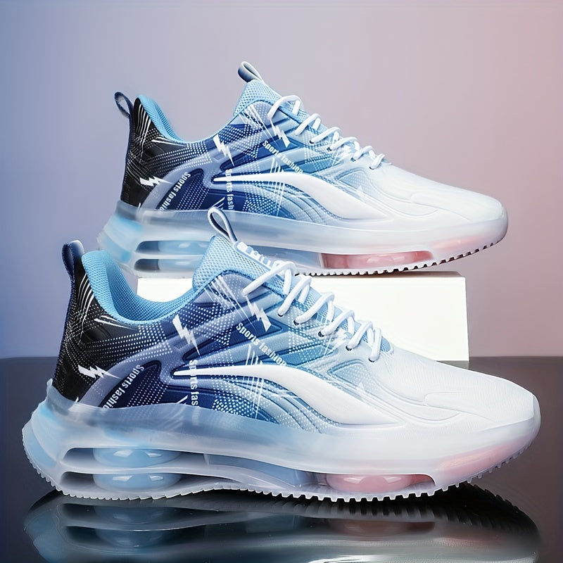 Men's Stylish Plus-Size Casual Sneakers - Breathable, Shock-Absorbing Running Shoes with Lace-Up Closure for Everyday & Sports Wear